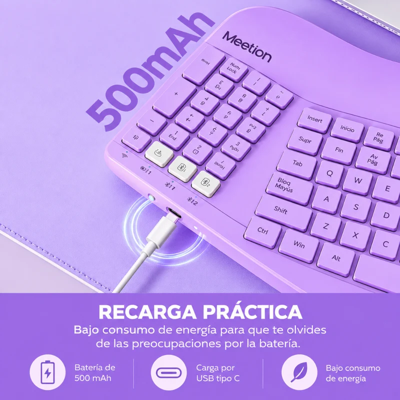 Miomu Kit de Teclado y Mouse Inalámbrico Ergonómico