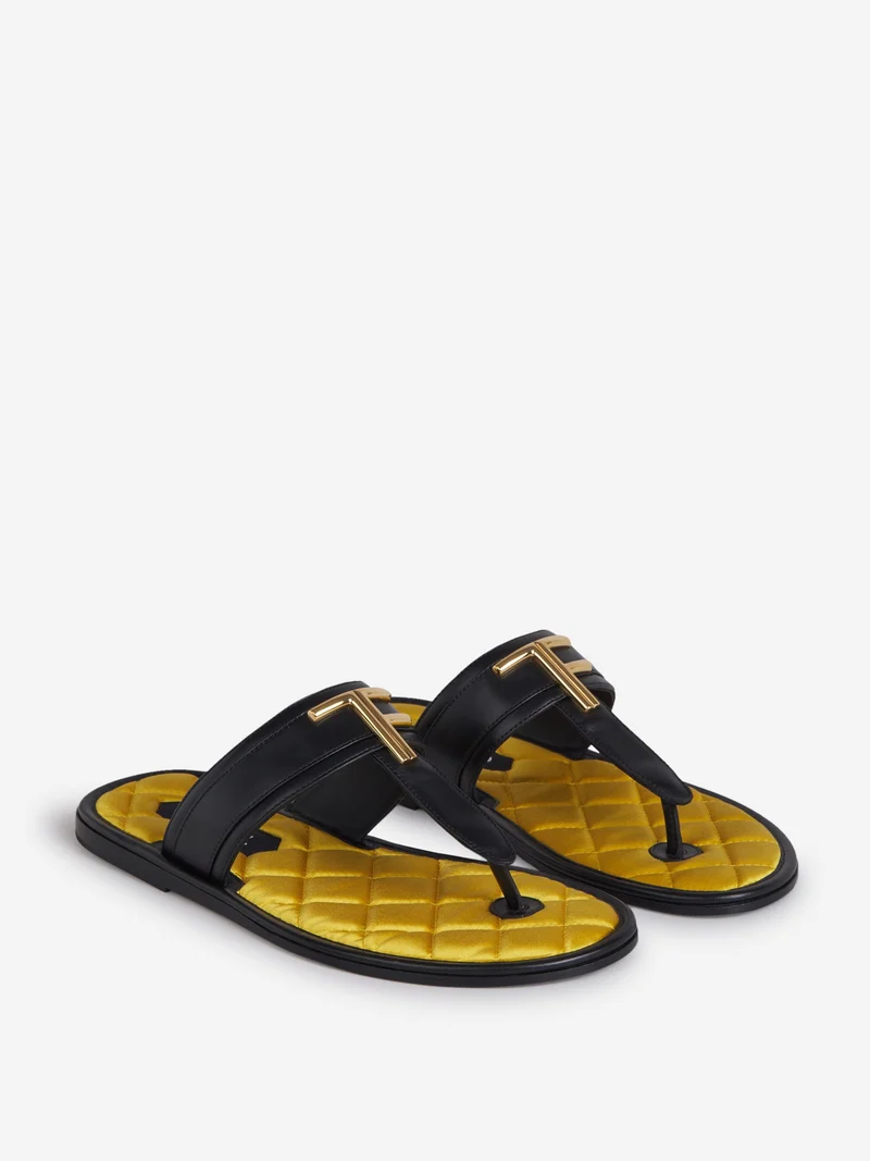Sandalias Piel Logo Metálico