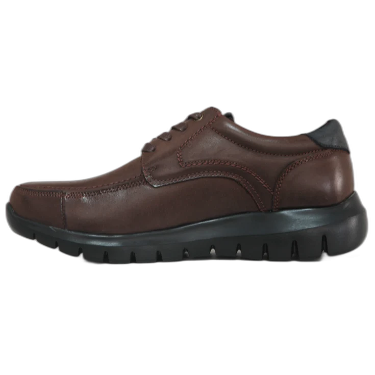 HOMBRE COMODO ZAPATO PIEL MARRON