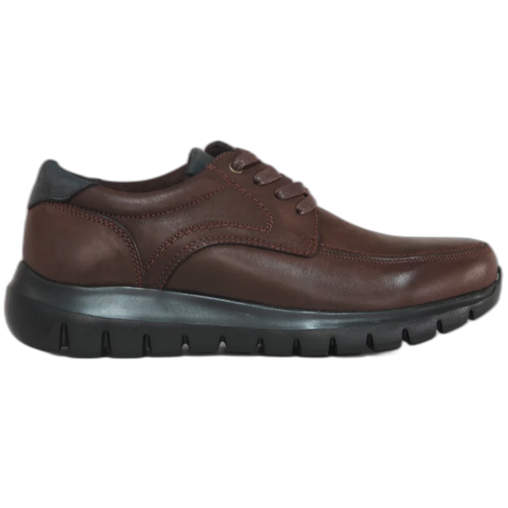 HOMBRE COMODO ZAPATO PIEL MARRON
