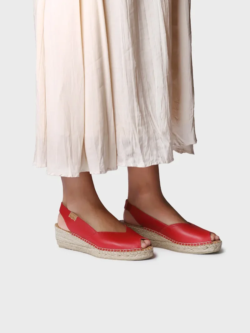 Alpargata peep toe de mujer con cuña en piel | BERNIA-P