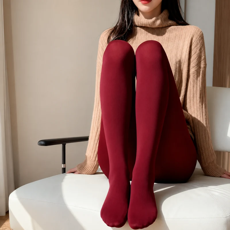 Miomu Panty Medias Clásicas para Mujer, Carmesí Vibrante