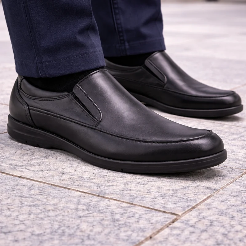 HOMBRE PIEL VESTIR AVE NEGRO-STK-