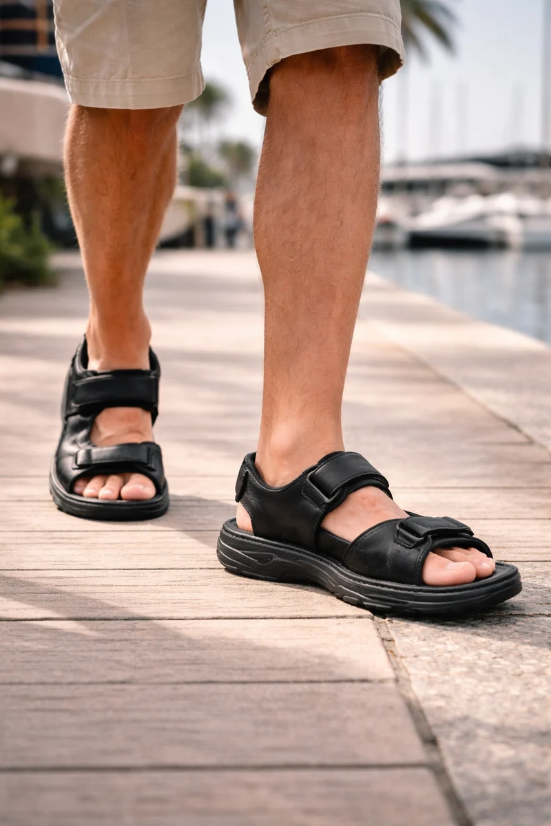 HOMBRE SANDALIA TITAL MARRON NEGRO