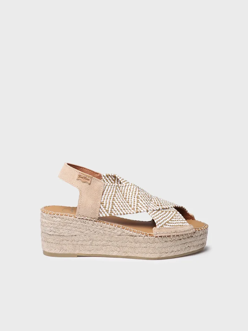 Alpargata de mujer con cuña y tiras elásticas multicolor | MASAI