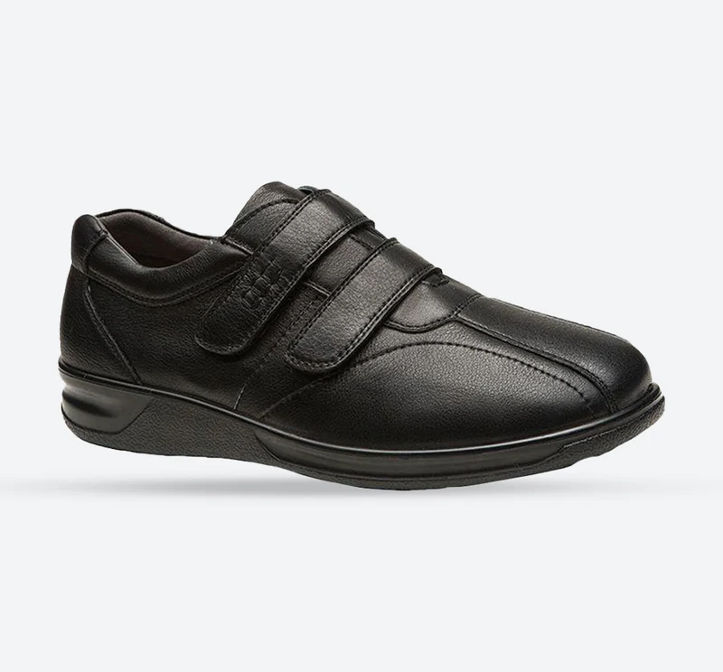 Zapatos Grunwald A-704 de corte ancho para hombre con correa de velcro