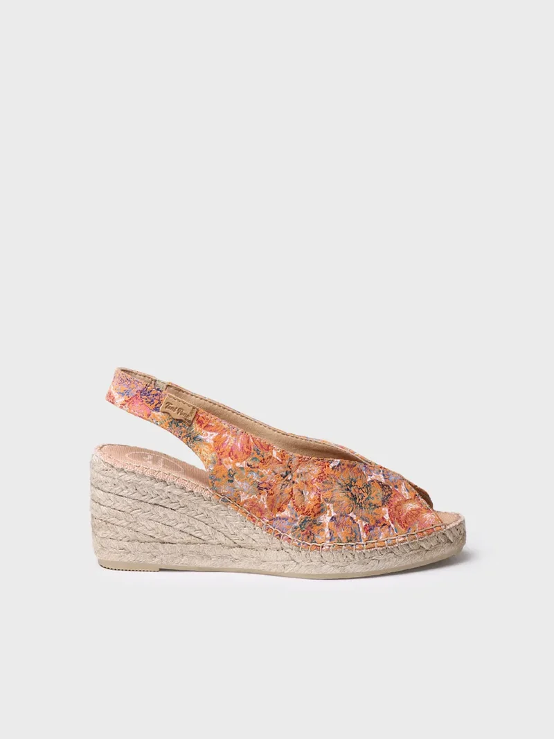Alpargata peep toe de mujer en piel multicolor | LAILA-LL