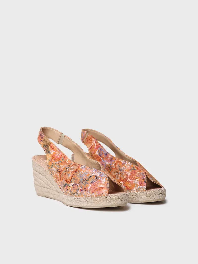 Alpargata peep toe de mujer en piel multicolor | LAILA-LL