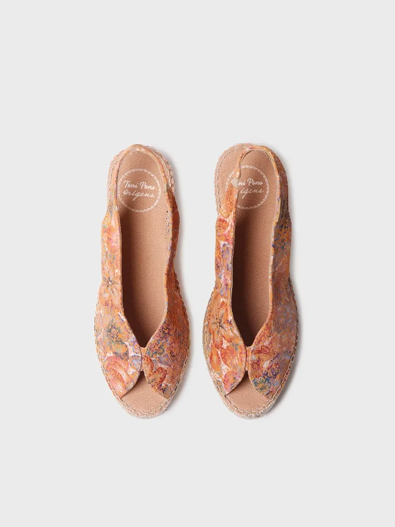 Alpargata peep toe de mujer en piel multicolor | LAILA-LL