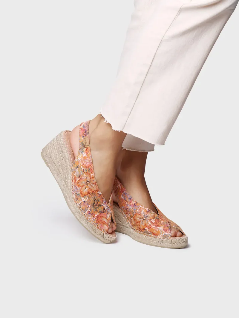 Alpargata peep toe de mujer en piel multicolor | LAILA-LL