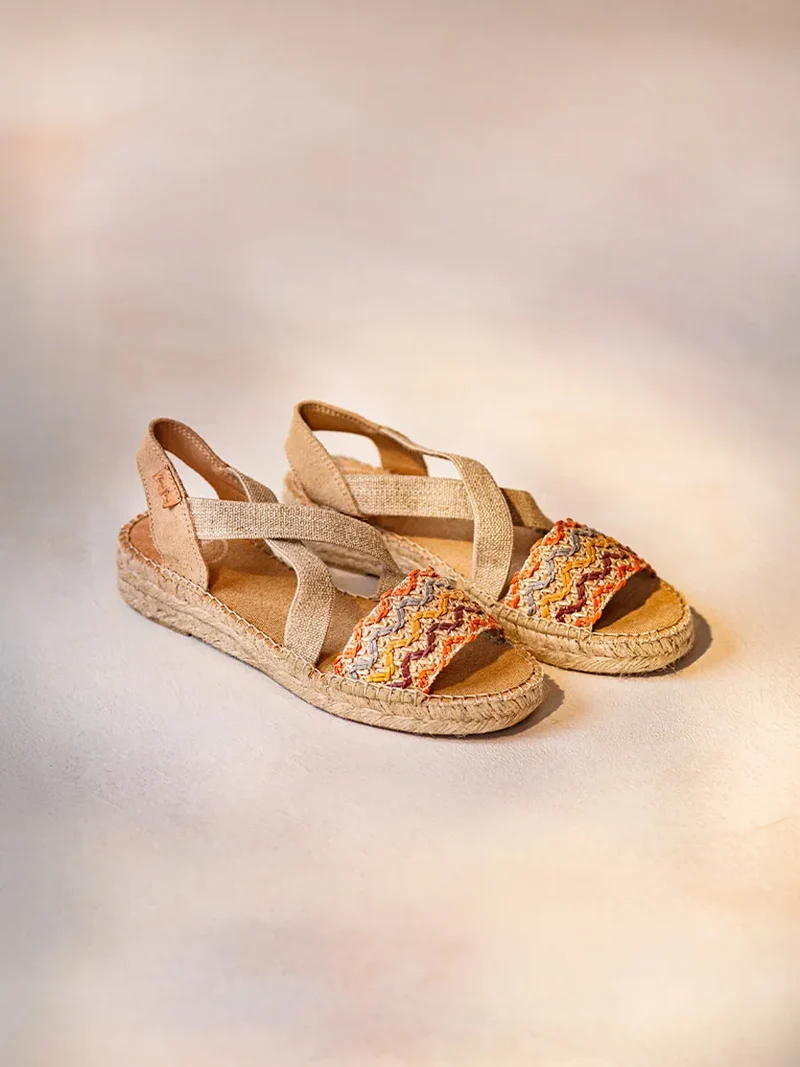 Alpargata mujer con cuña de yute y bandas multicolor | EIDER-RS