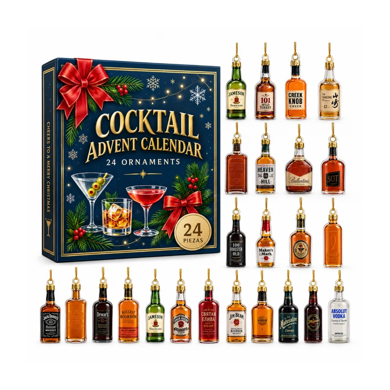 Miomu Set de Adornos Navideños Estilo Coctelería 2D (24 Piezas)