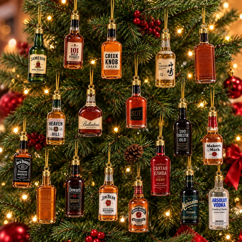 Miomu Set de Adornos Navideños Estilo Coctelería 2D (24 Piezas)