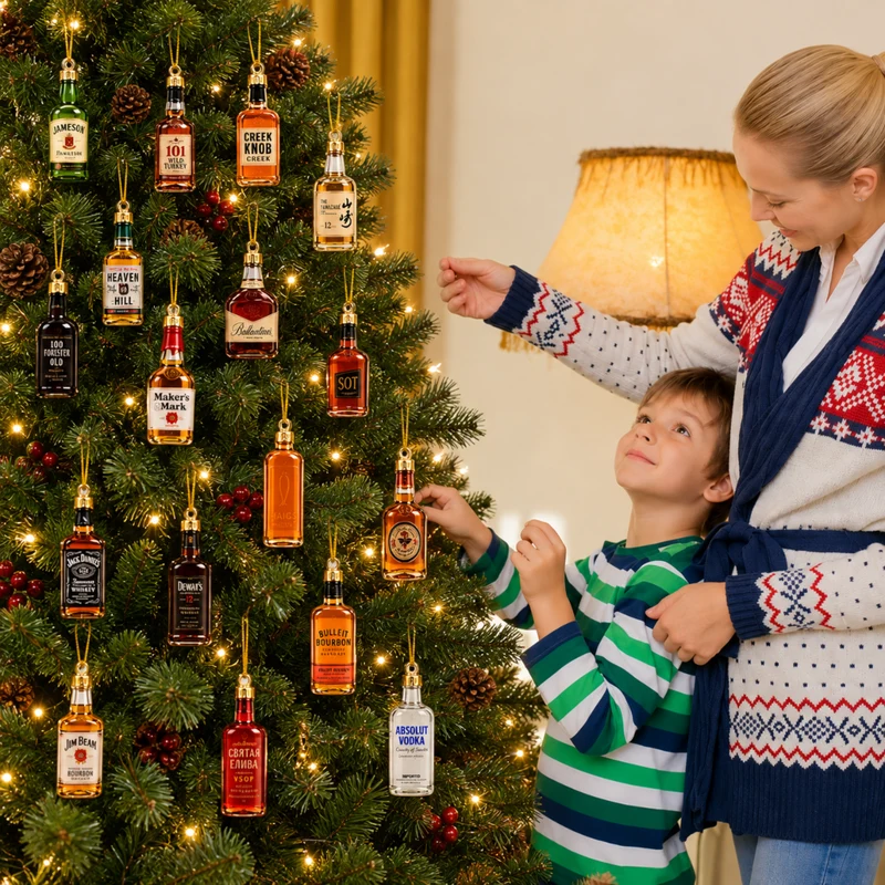 Miomu Set de Adornos Navideños Estilo Coctelería 2D (24 Piezas)