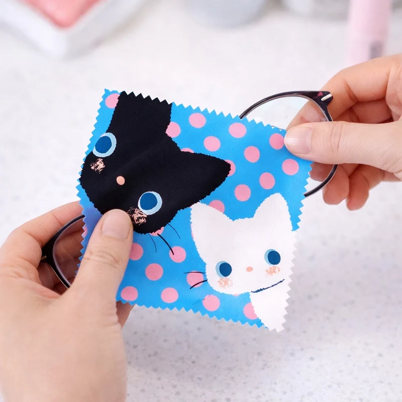 Miomu Pañito de Microfibra para Limpiar Anteojos, Mirada de Gatito