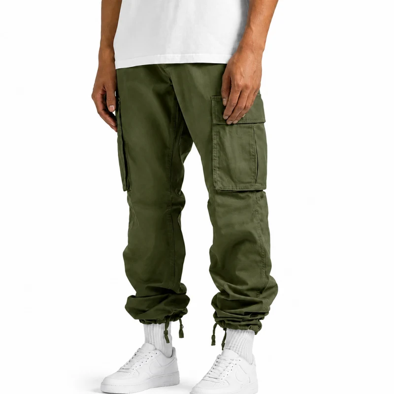Miomu Pantalón Tipo Cargo para Hombre, Verde Olivo