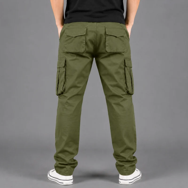 Miomu Pantalón Tipo Cargo para Hombre, Verde Olivo