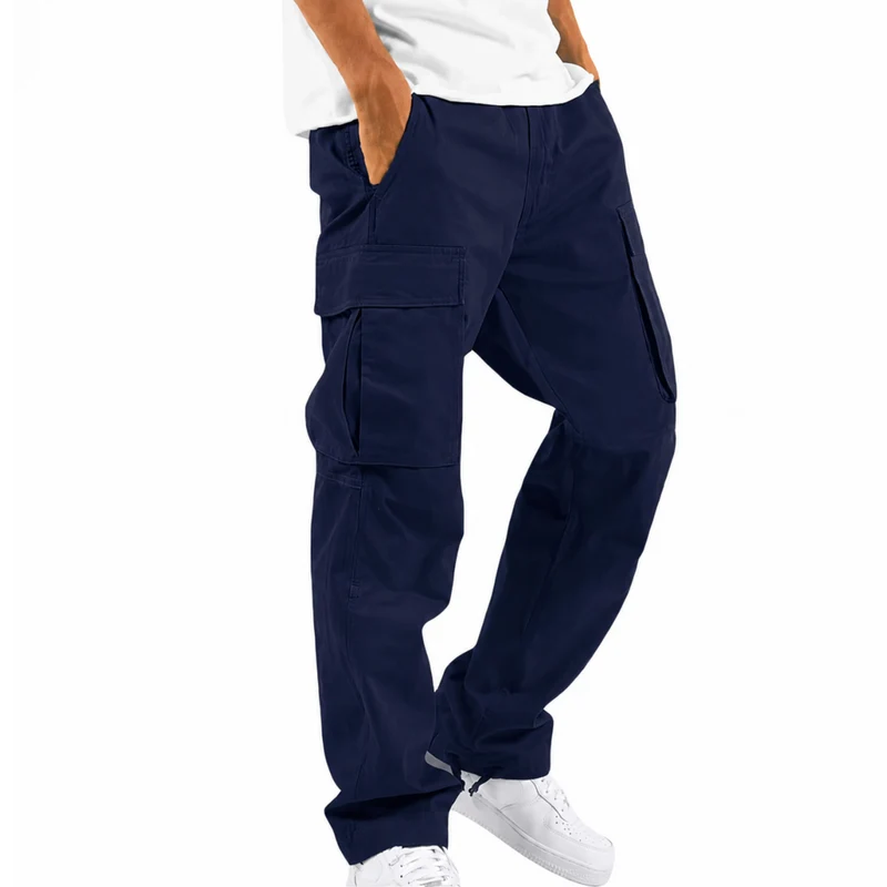 Miomu Pantalón Tipo Cargo para Hombre, Azul Oscuro