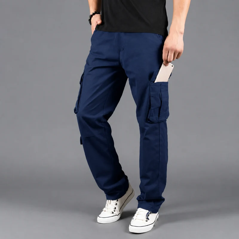 Miomu Pantalón Tipo Cargo para Hombre, Azul Oscuro