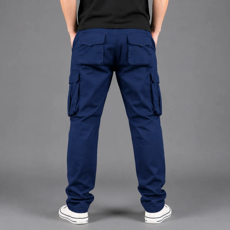 Miomu Pantalón Tipo Cargo para Hombre, Azul Oscuro