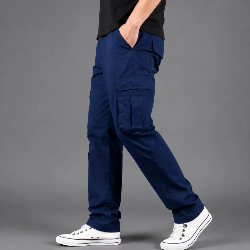 Miomu Pantalón Tipo Cargo para Hombre, Azul Oscuro