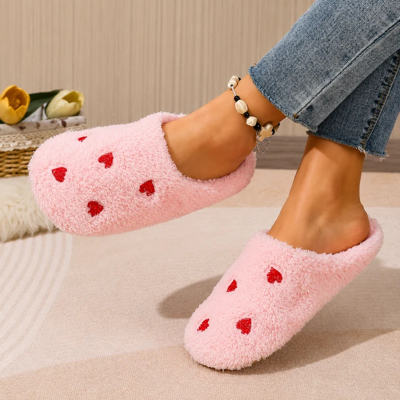 Miomu Pantuflas Rosa con Corazones, Sueños de Felpa