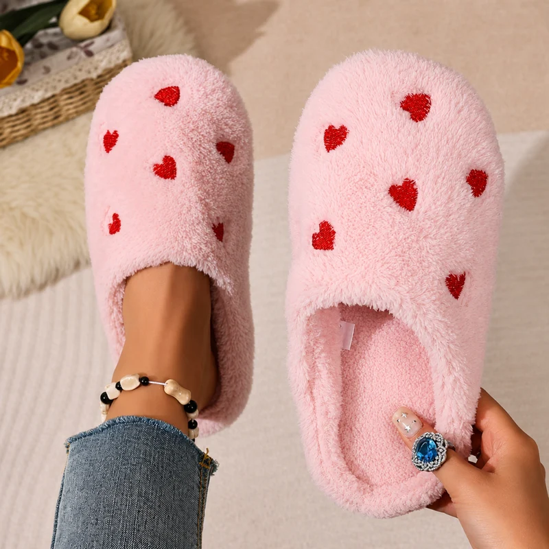 Miomu Pantuflas Rosa con Corazones, Sueños de Felpa