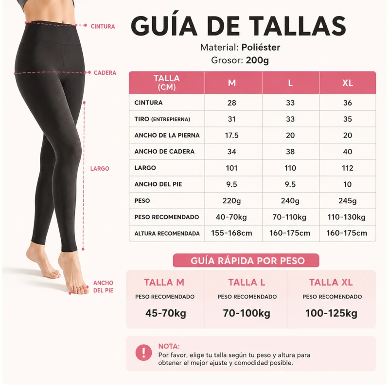 Miomu Mallas Térmicas Negras, Piel de Invierno