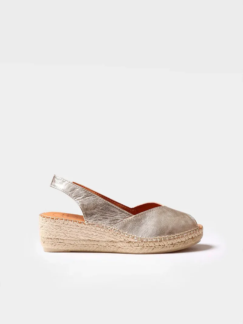 Alpargata peep toe de mujer con cuña en piel | BERNIA-P