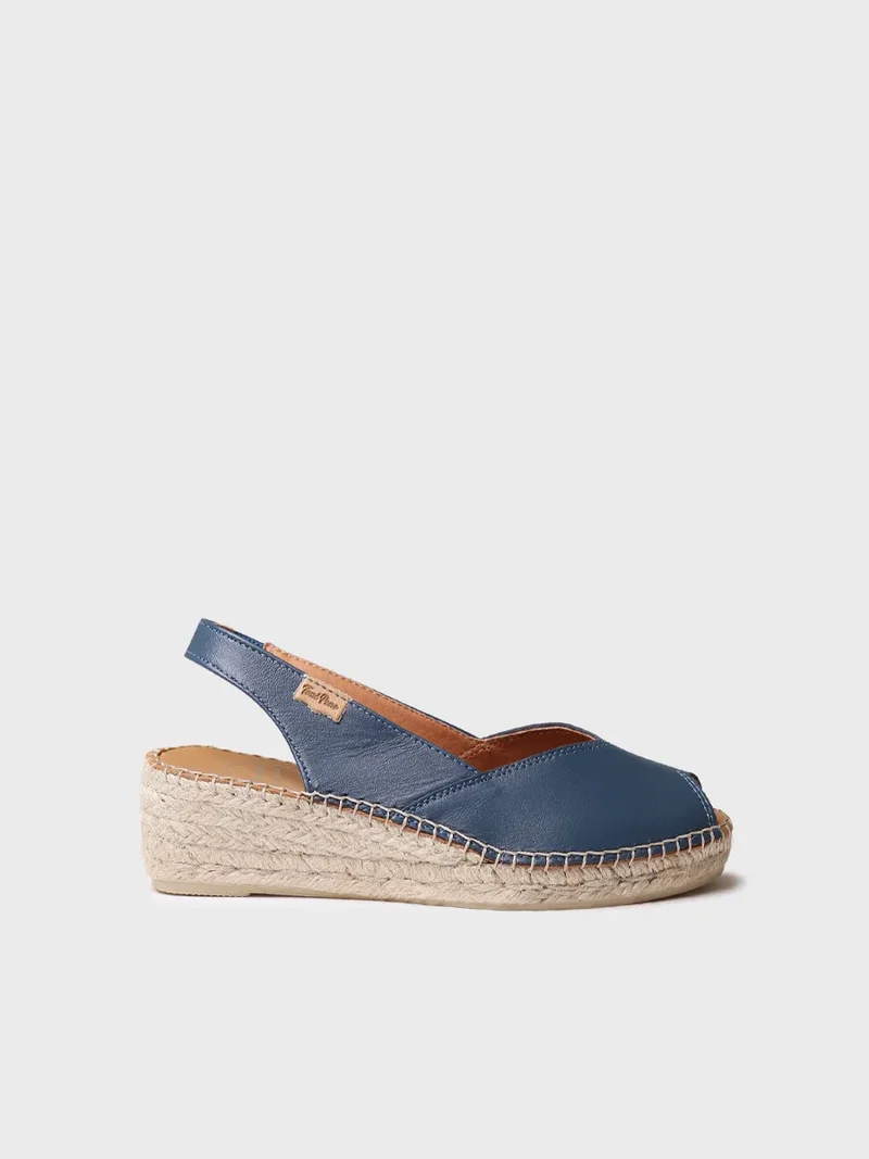 Alpargata peep toe de mujer con cuña en piel | BERNIA-P