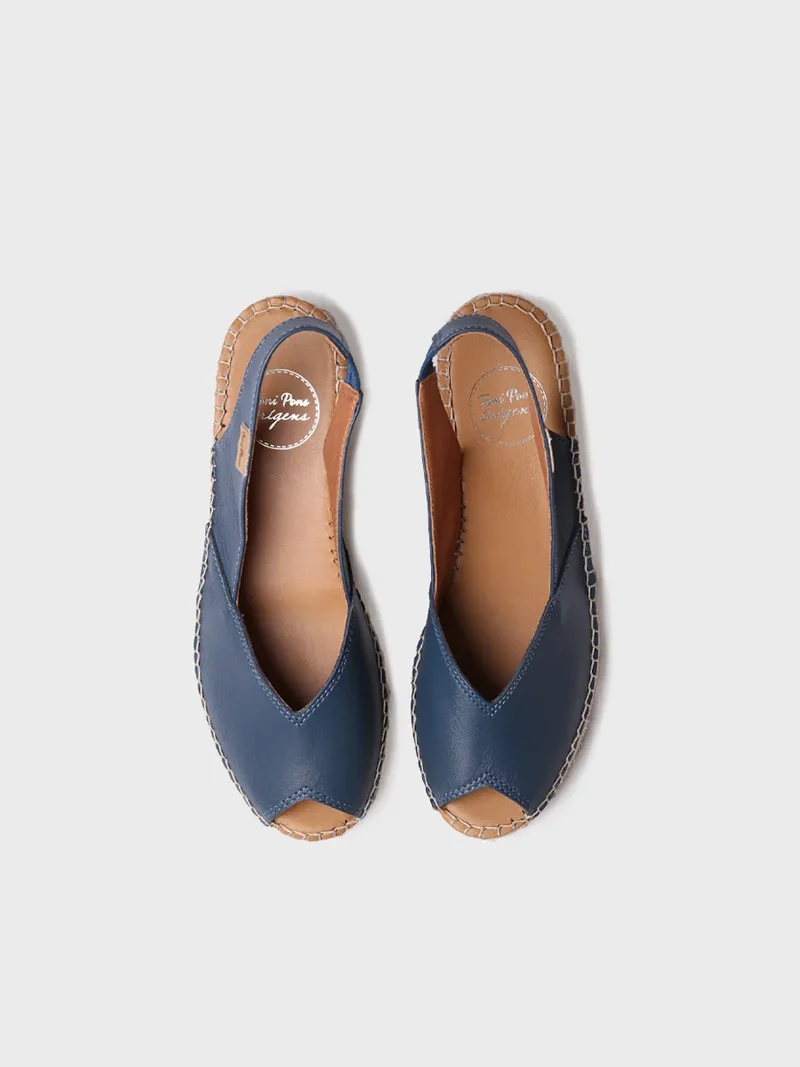 Alpargata peep toe de mujer con cuña en piel | BERNIA-P