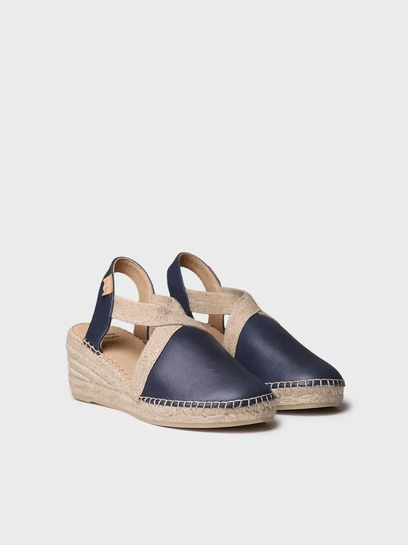 Alpargata de mujer en piel con cuña y elásticos diseñada para un calce más ancho | TUNDRA