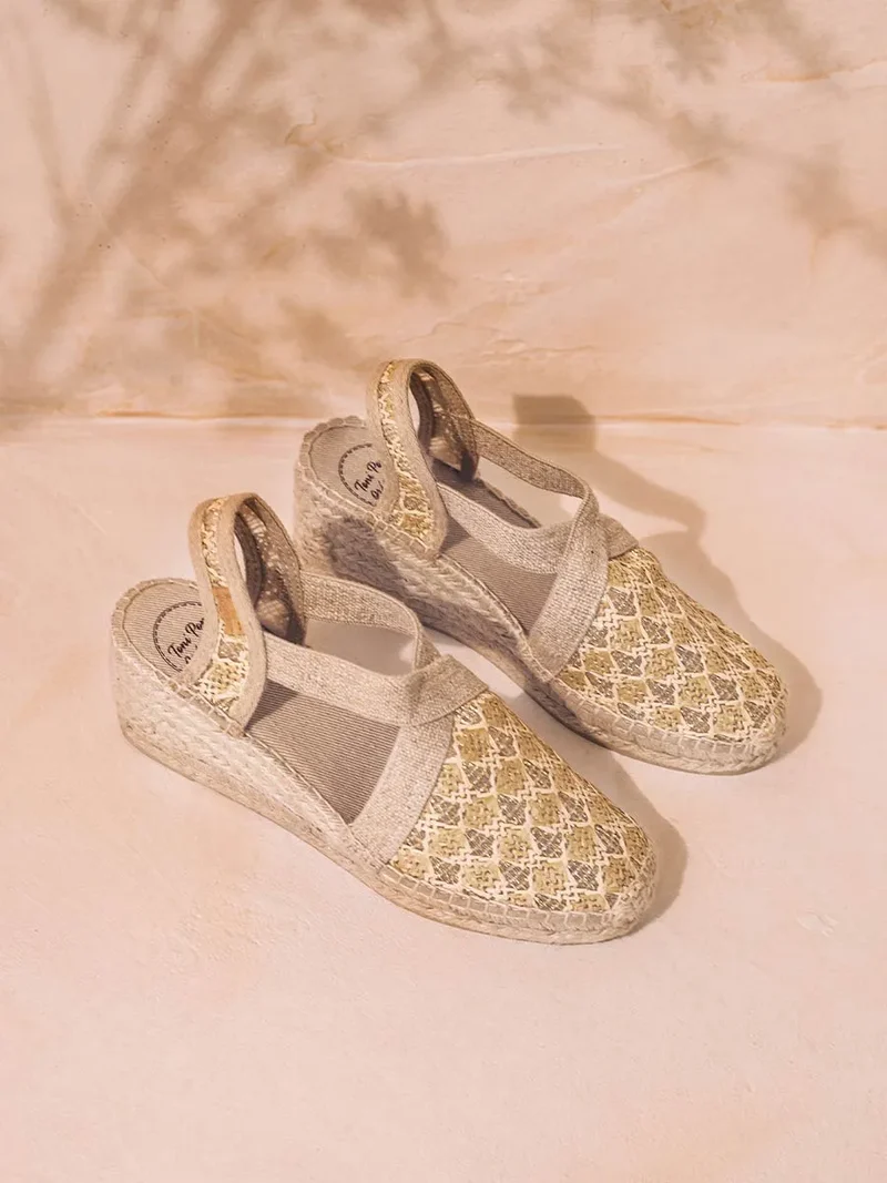 Alpargata vegana de mujer en tejido multicolor con cuña | TERRA-TT