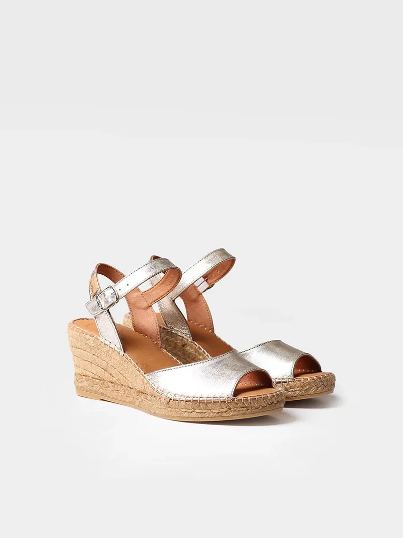 Alpargata de cuña para mujer en piel | SIA-P