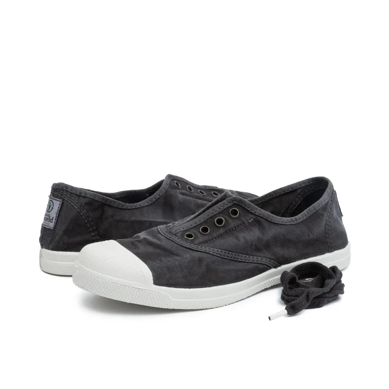 Zapatilla negro lavado LONA102 Natural World