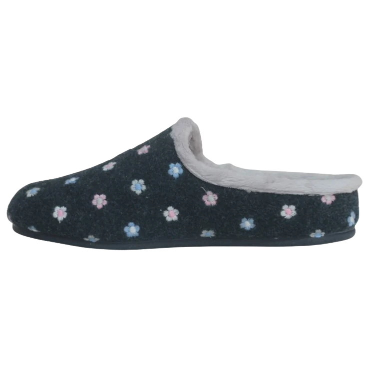 MUJER ZAPATILLAS DE ESTAR POR CASA PICOS FLOWERS (ZUECO RIBETE) MARIN