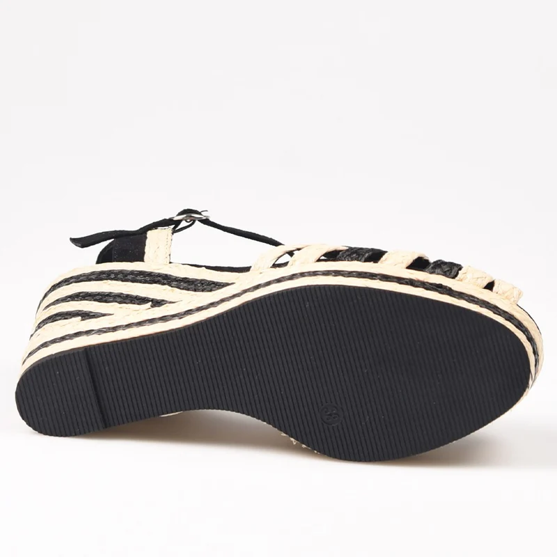 Sandalias de Esparto Corina Cuña M4355 Negro Natural