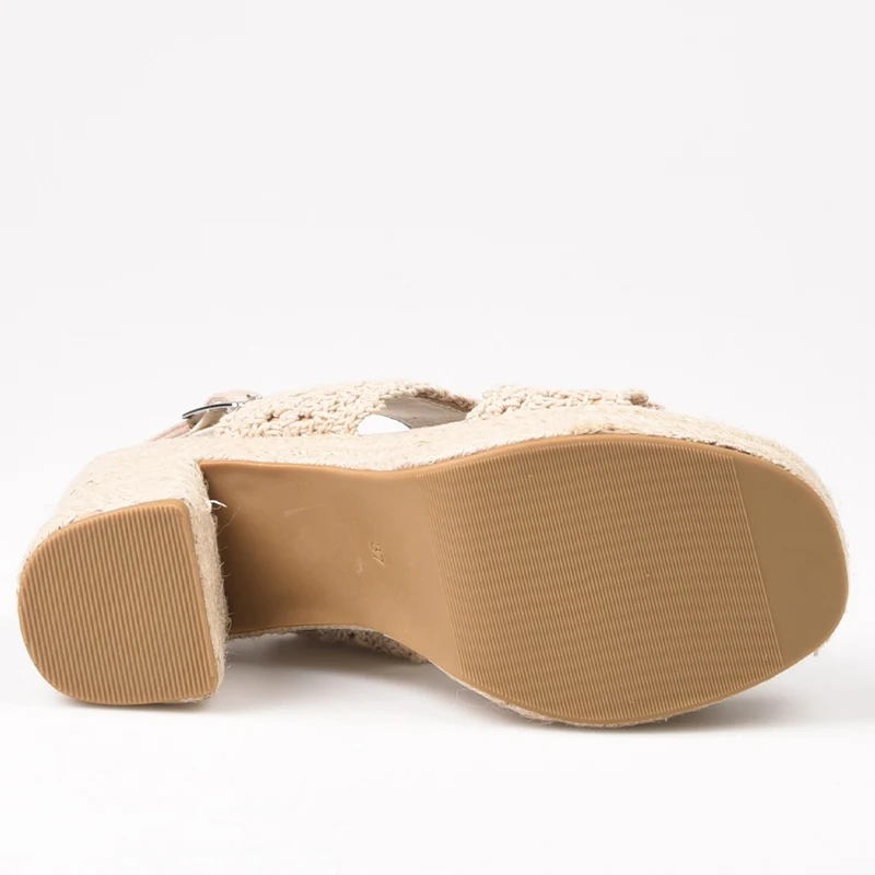 Sandalias de Esparto Corina Tacón Crochet M4407 Beige
