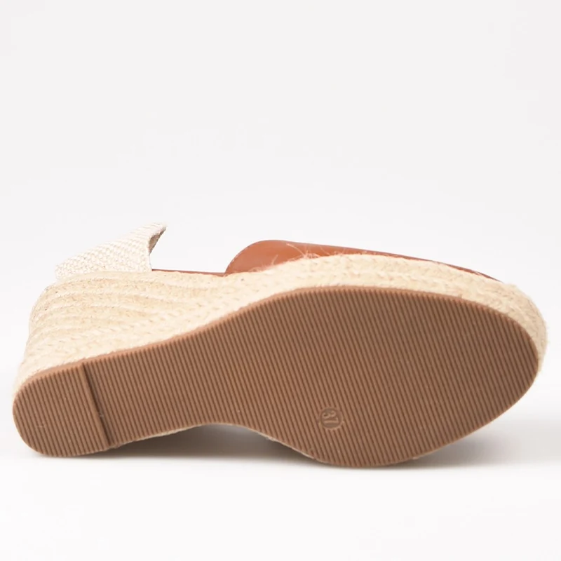 Alpargatas Corina Laminado Cuña M4297 Cuero