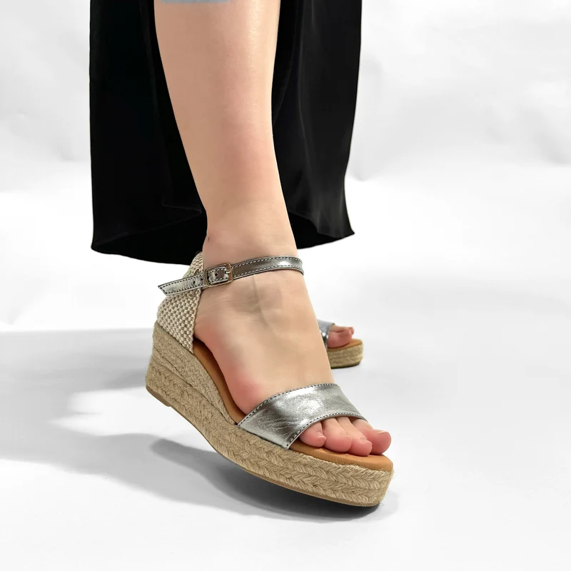 Sandalias de Esparto La Valenciana Tira Hebilla Piedra