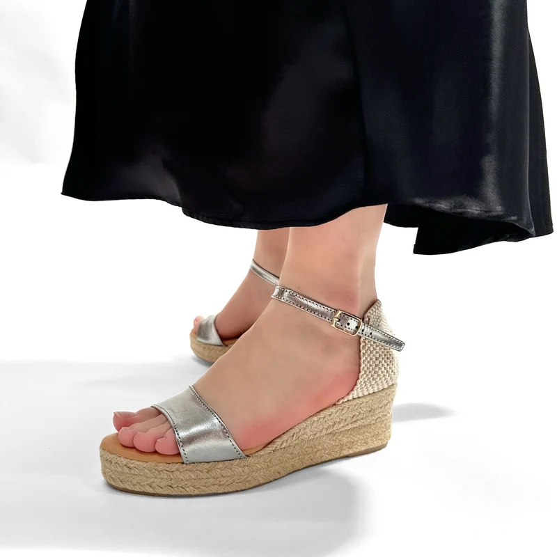Sandalias de Esparto La Valenciana Tira Hebilla Piedra