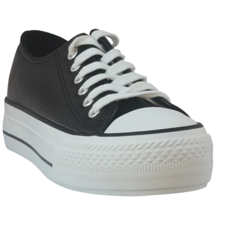 MUJER DEPORTIVA MANICA PLATAFORMA NEGRO POLIPIEL