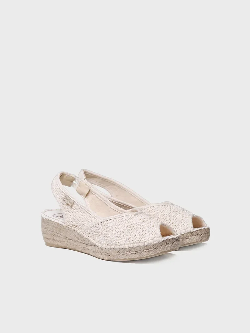 Alpargata de cuña de yute estilo peep toe | BLANCA-AD