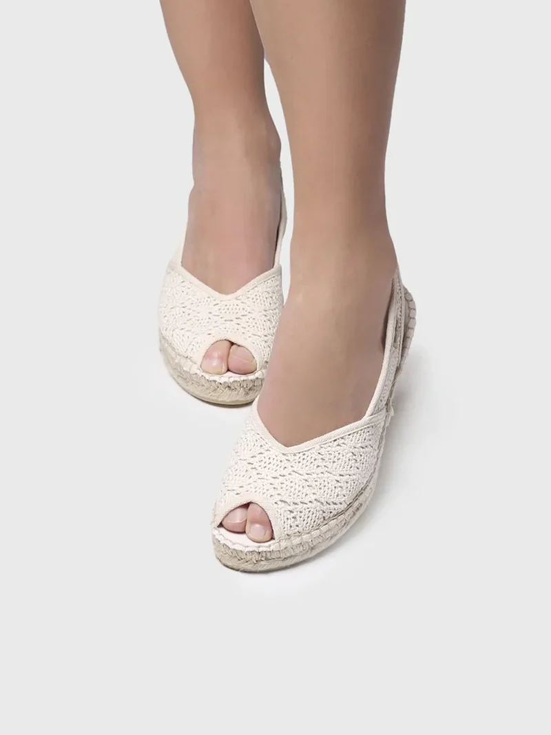 Alpargata de cuña de yute estilo peep toe | BLANCA-AD