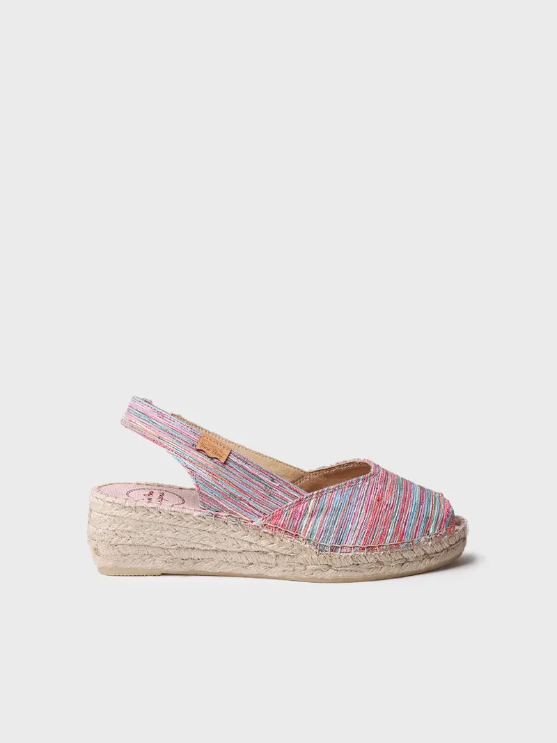 Alpargata peep toe de mujer con cuña y tejido rayado | BERI-RG