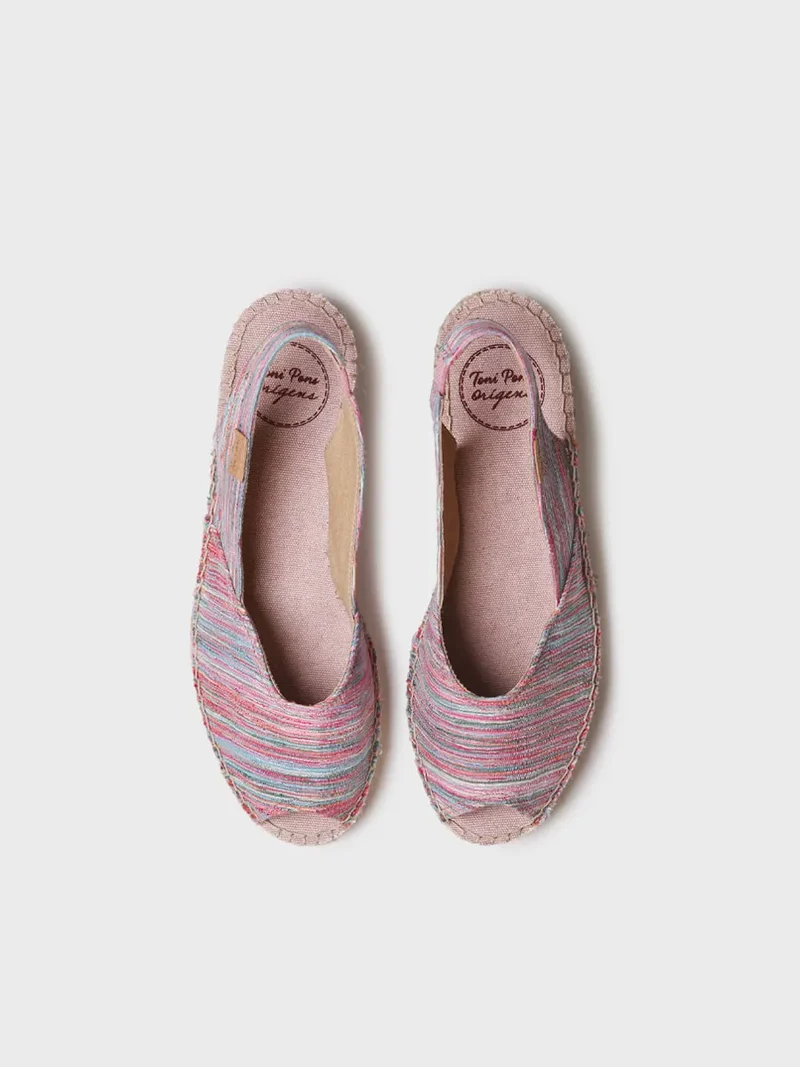 Alpargata peep toe de mujer con cuña y tejido rayado | BERI-RG