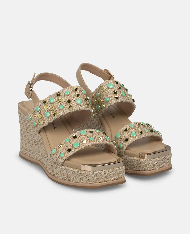 SANDALIA DOBLE TIRA TACHUELAS ESPARTO