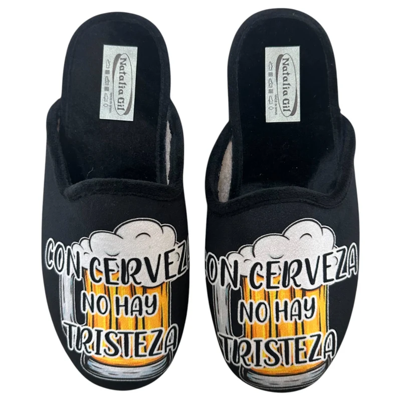 Zapatillas de Casa Natalia Gil Cerveza 6062 Negro