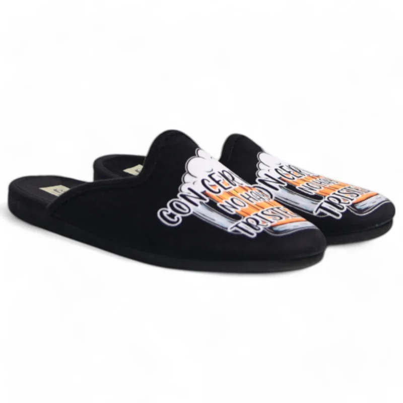 Zapatillas de Casa Natalia Gil Cerveza 6062 Negro