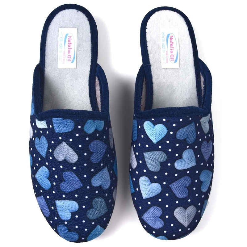 Zapatillas de Casa Natalia Gil Corazones 157 Marino